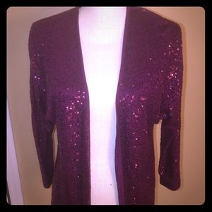 Purple sequin 3/4 sleeved jacket